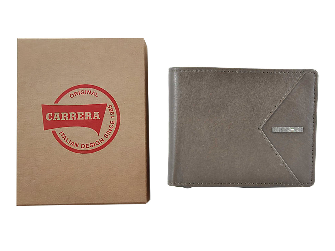 Carrera viggo collection bifold portacarte con clip marrone scuro