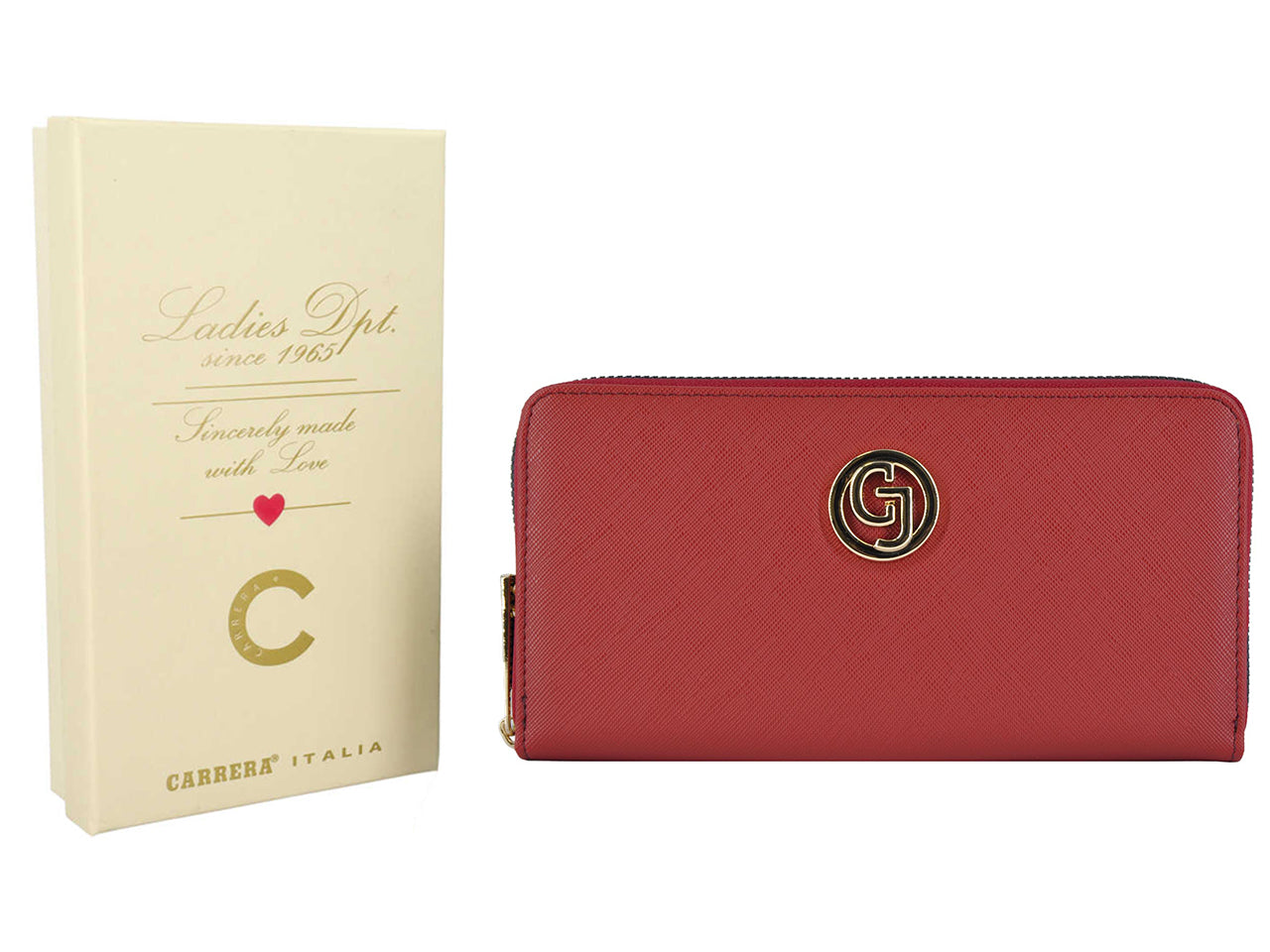 Carrera claire collection zip around rosso scuro