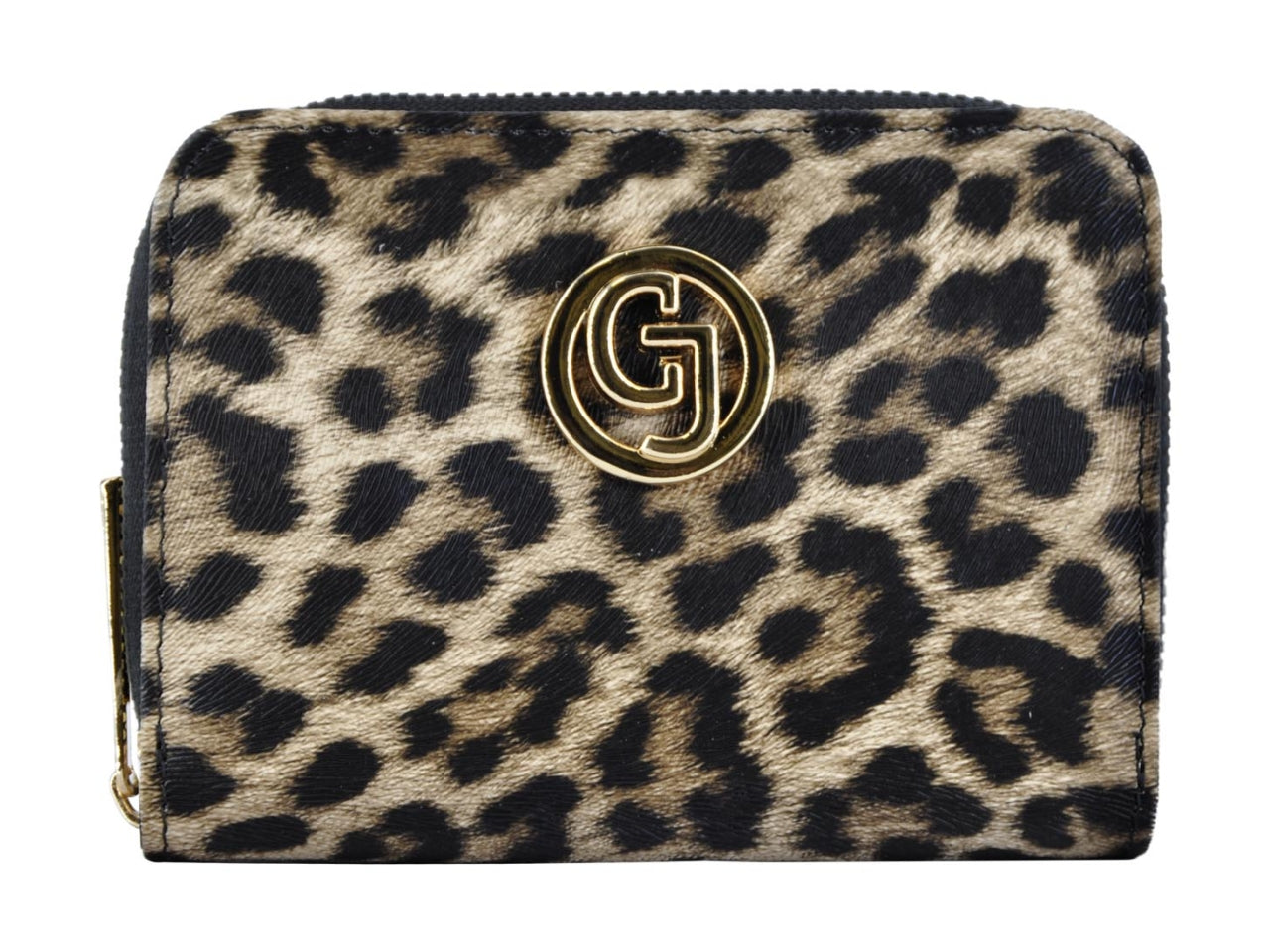 Carrera claire collection zip around bifold piccolo nero leopard