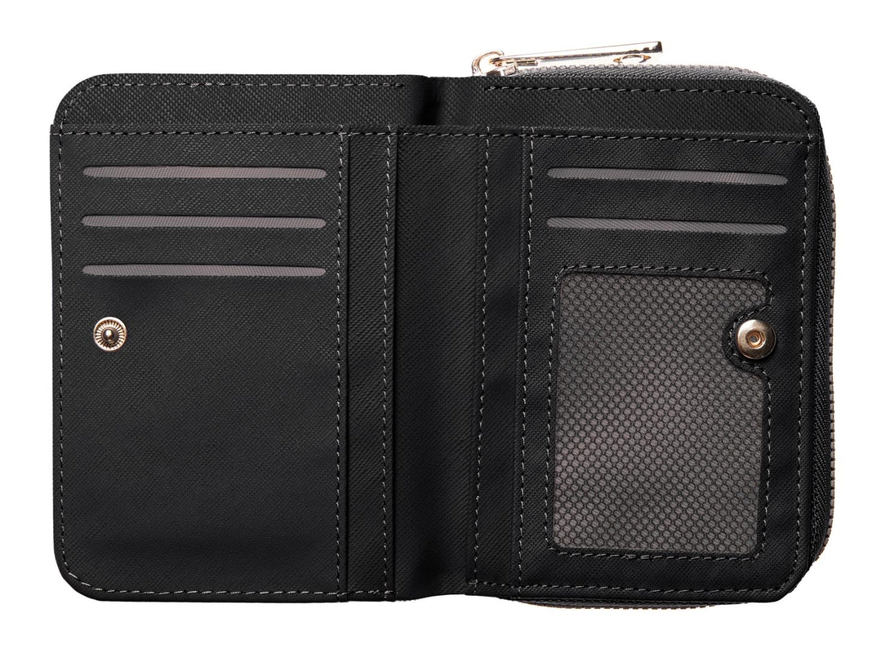 Carrera claire collection zip around bifold piccolo nero leopard