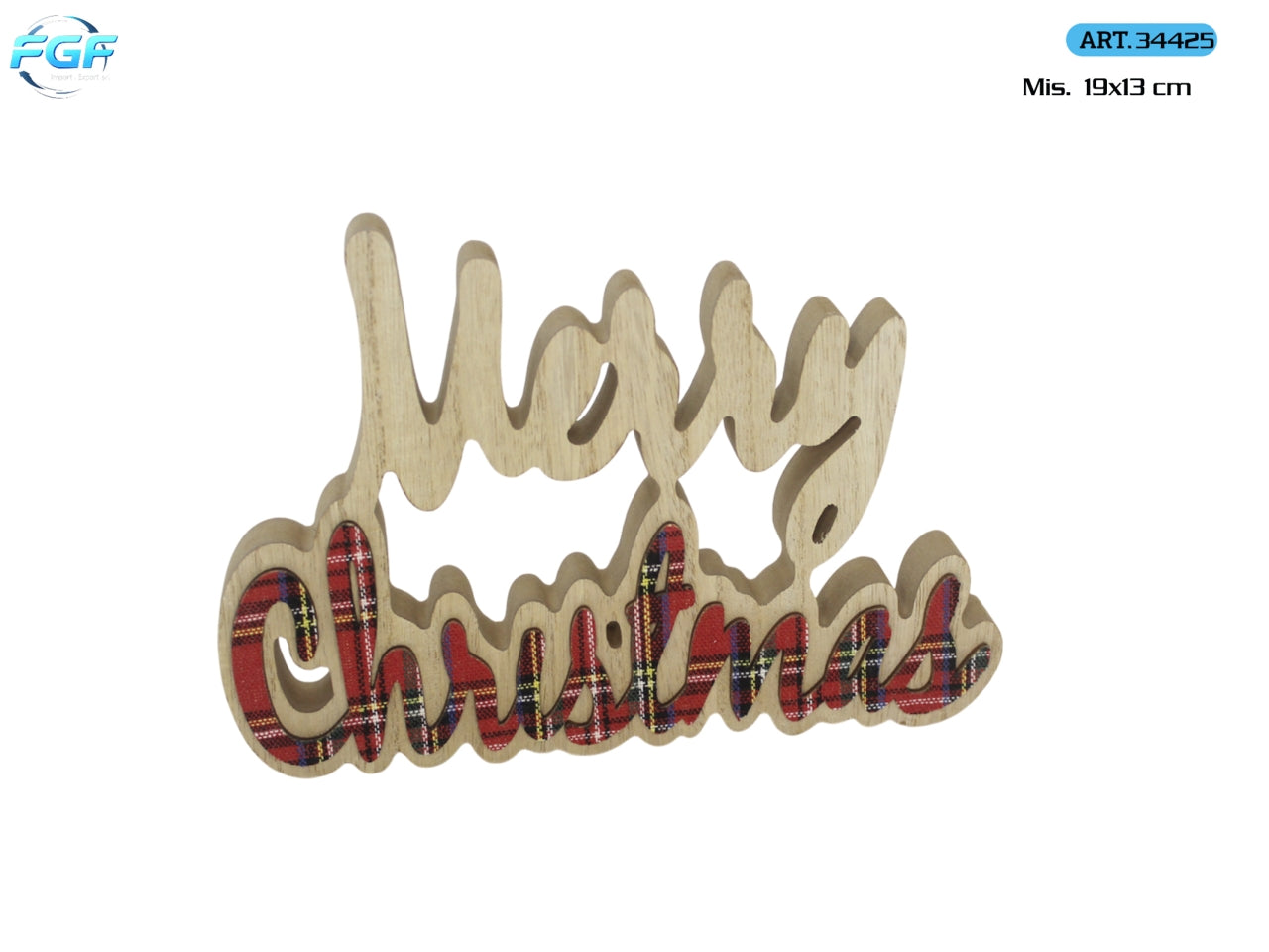 Scritta Merry Christmas in legno 19x13cm