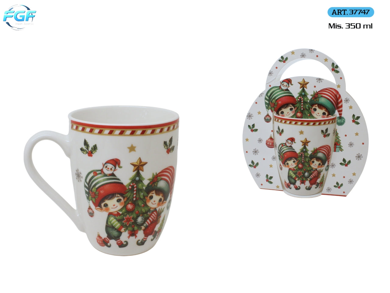 Tazza in ceramica con elfi, 350ml