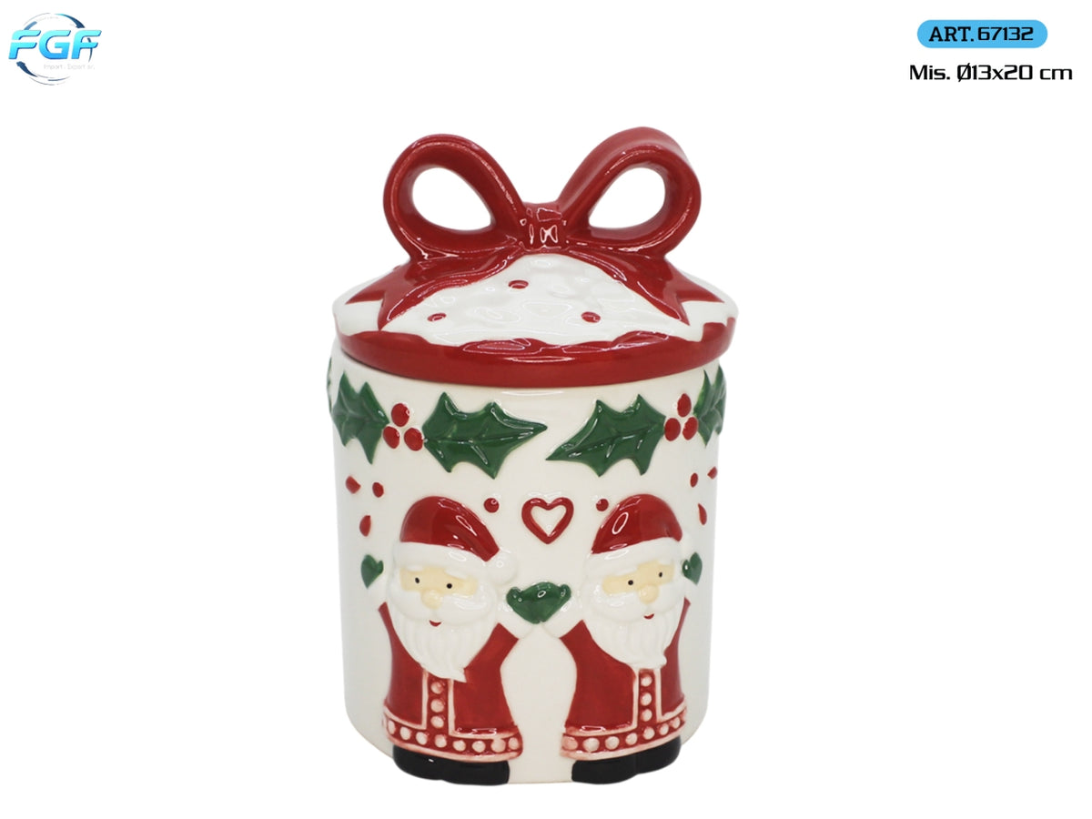 Barattolo in ceramica 13x20cm, decoro Santa