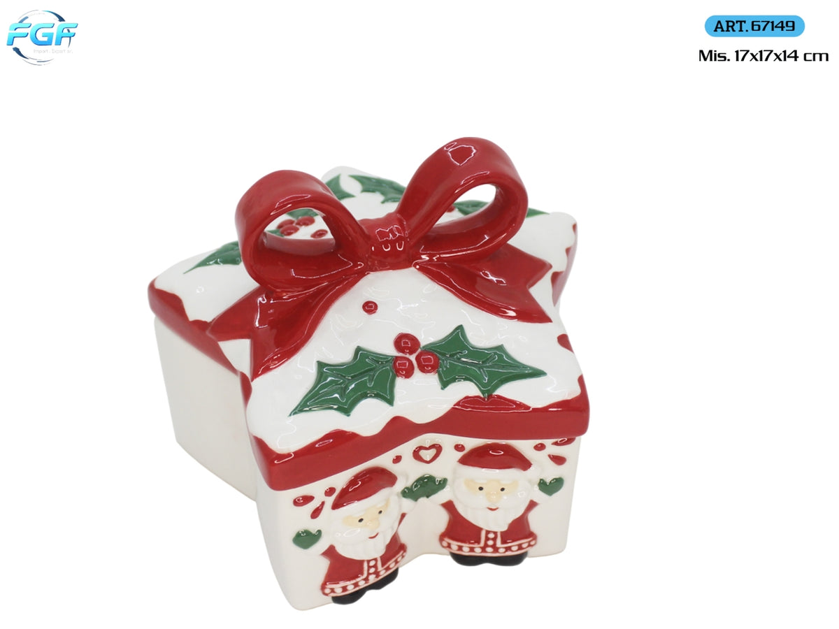 Barattolo in ceramica a forma di stella 17x14cm, decoro Santa
