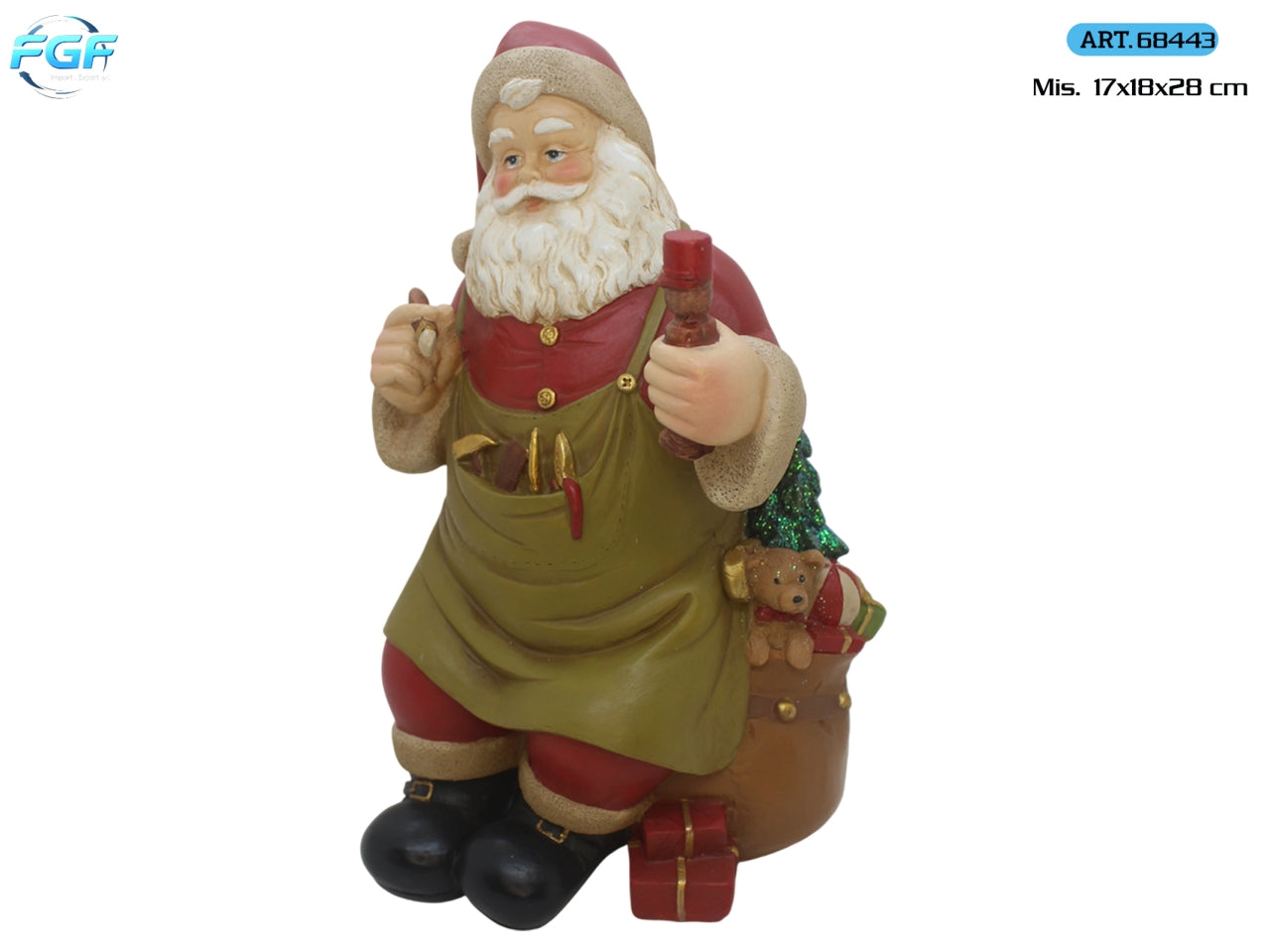 Babbo Natale 17x18x28cm in poliresina, colore rosso