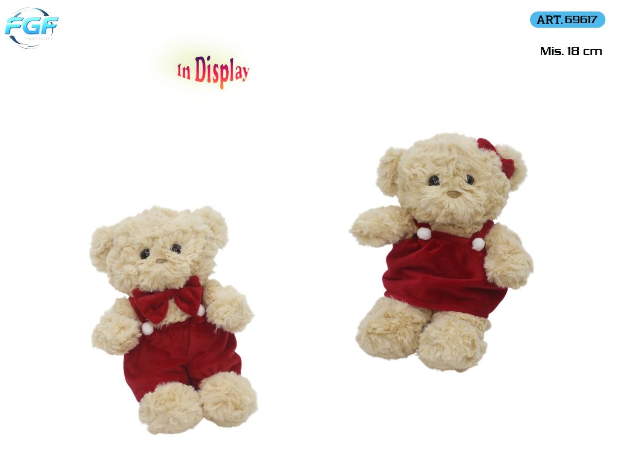 Orso peluche 18cm con vestito, modelli assortiti