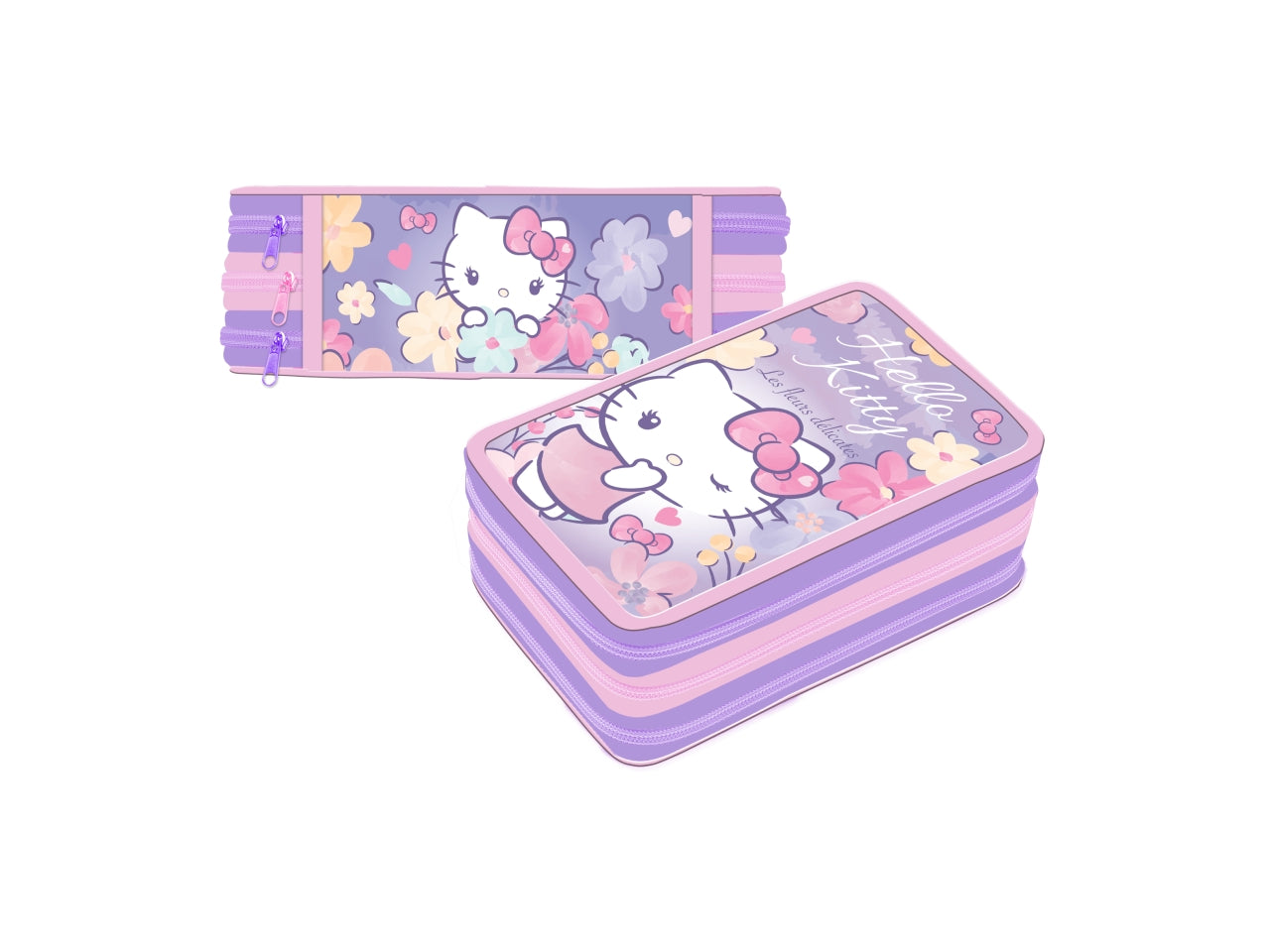 Astuccio scuola a 3 zip Hello Kitty