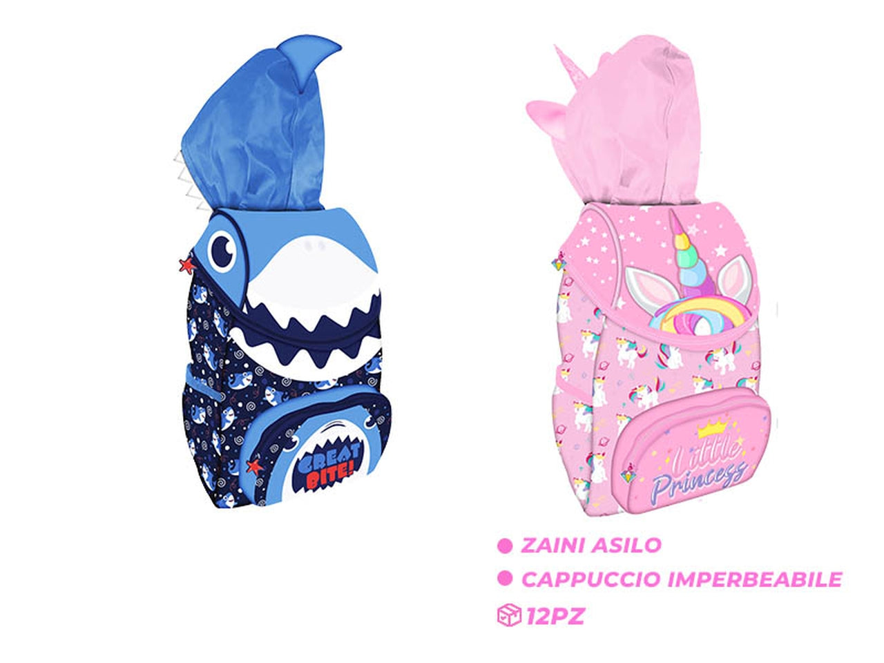 Zaino asilo Playtoy Hoodie, assortiti