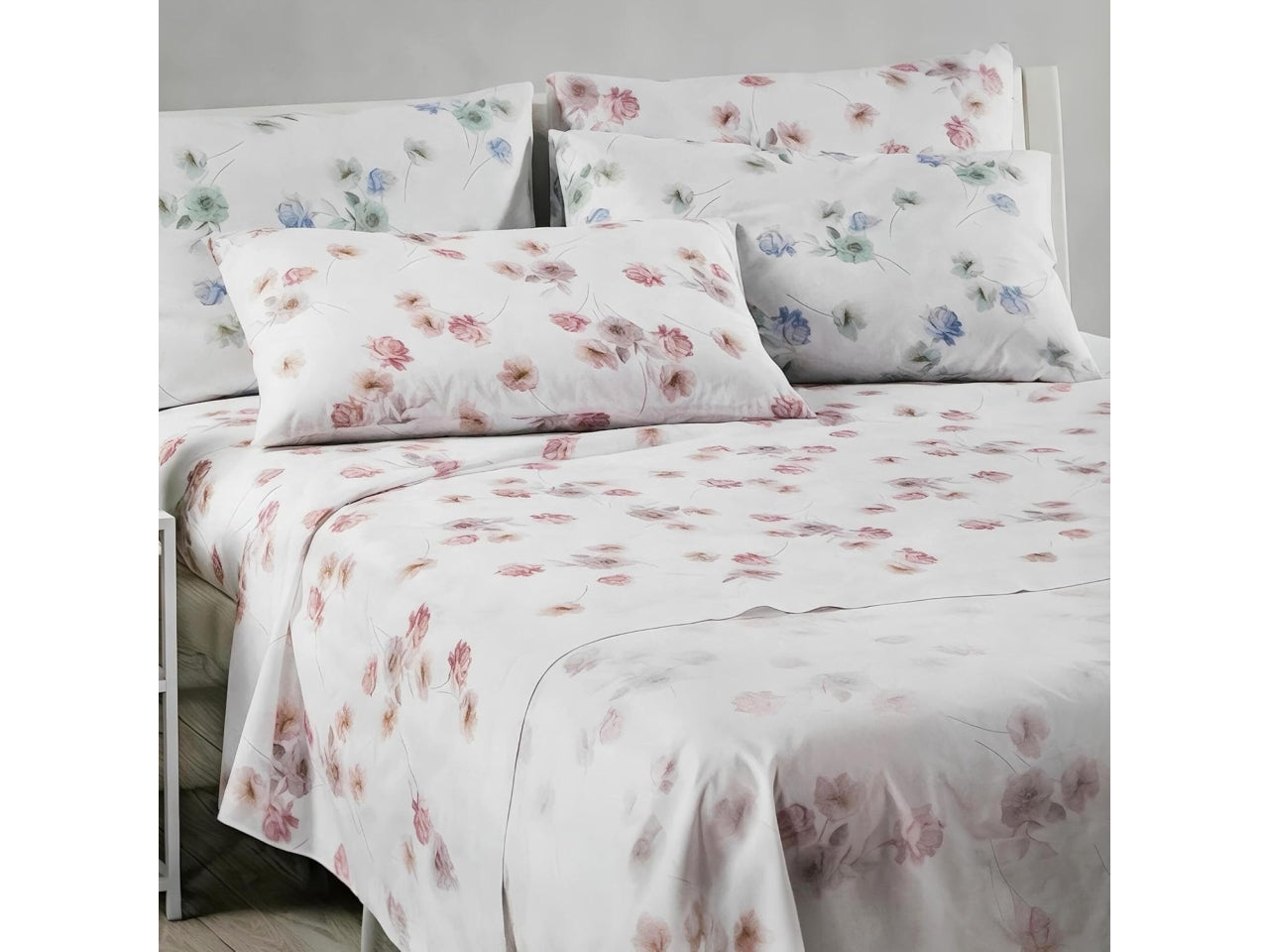 Caleffi lenzuolo flores 2 piazze rosa