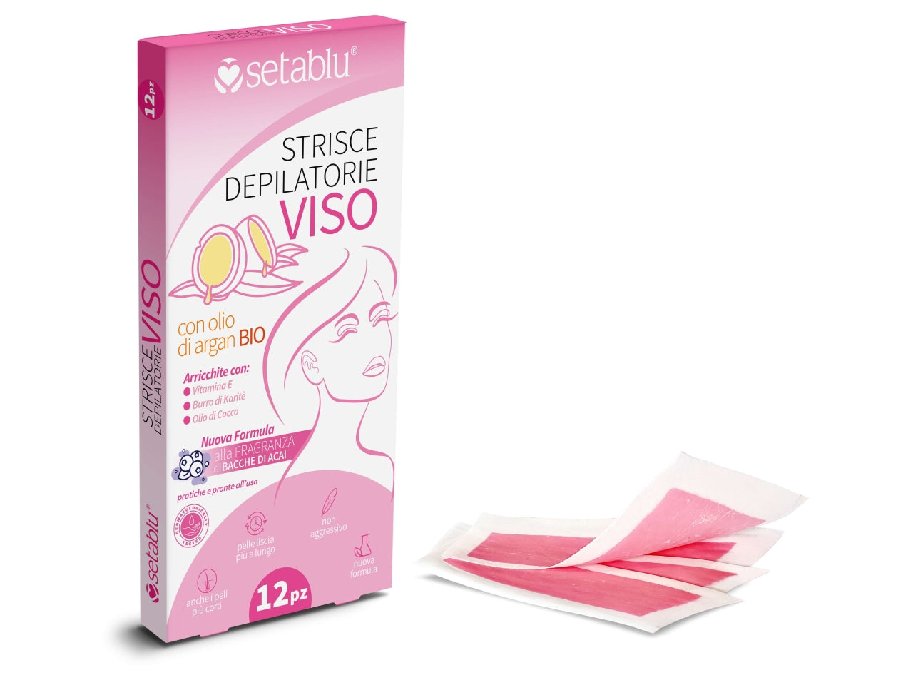 Strisce depilatorie viso argan e cera api confezione da 12 strisce $