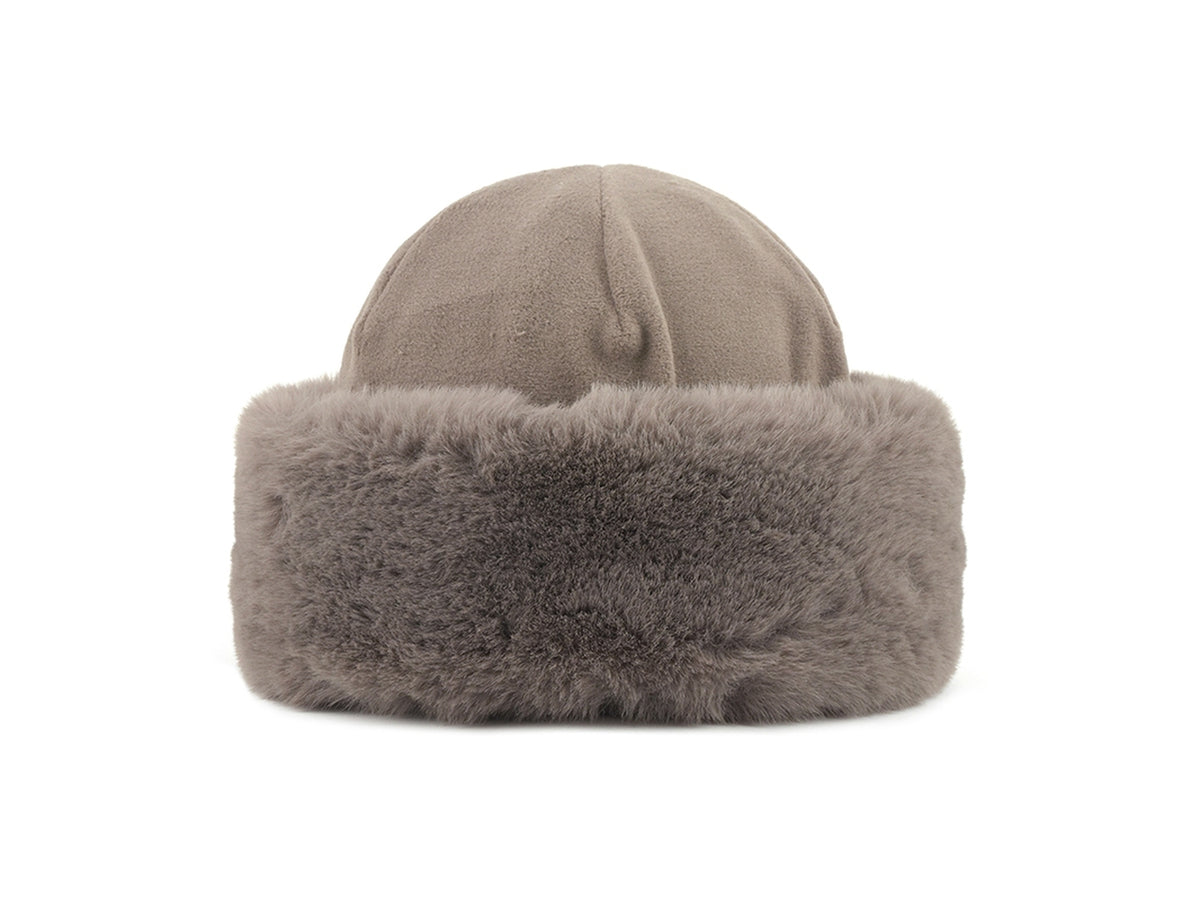 Cappello Zarina in pile e bordo ecopelliccia, taglia unica fango