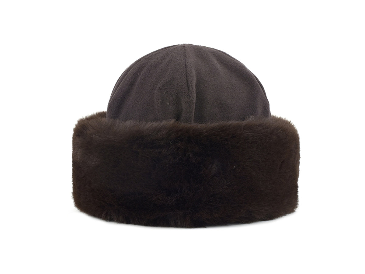 Cappello Zarina in pile e bordo ecopelliccia, taglia unica marrone