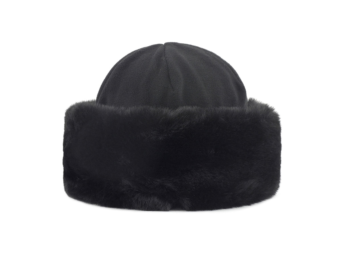 Cappello Zarina in pile e bordo ecopelliccia, taglia unica nero