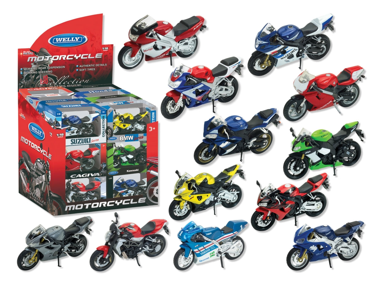Moto stradali 12 ass scala 1:18