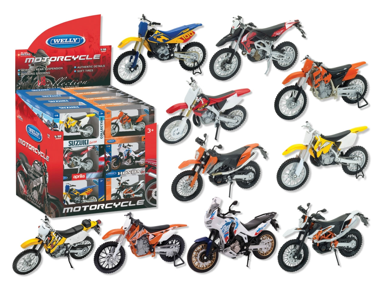Moto  motocross collezione 10 ass. scala 1:18