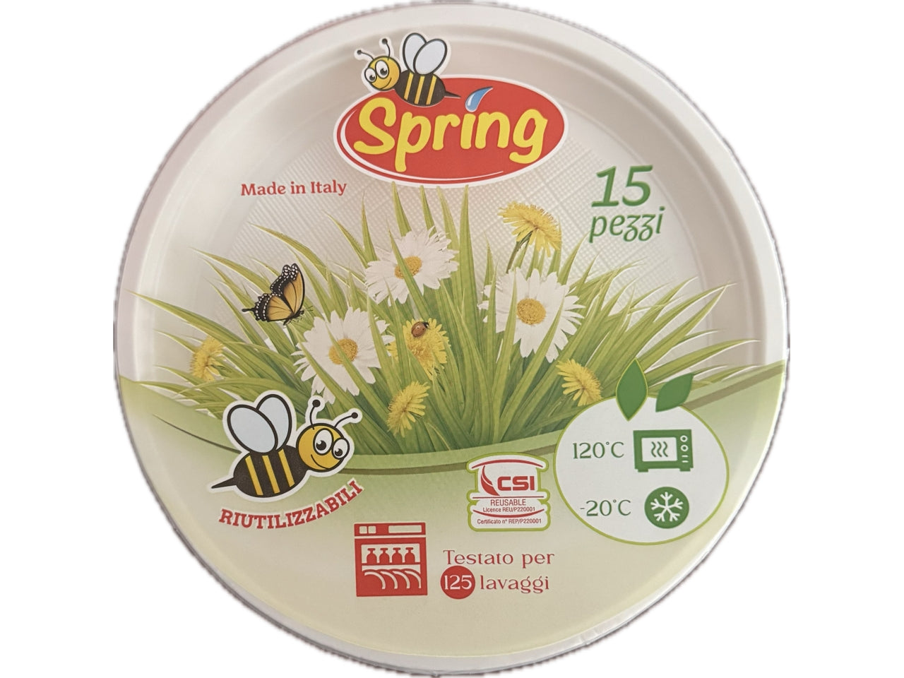Linea spring piatto riutilizzabile piano confezione da 15 piatti $