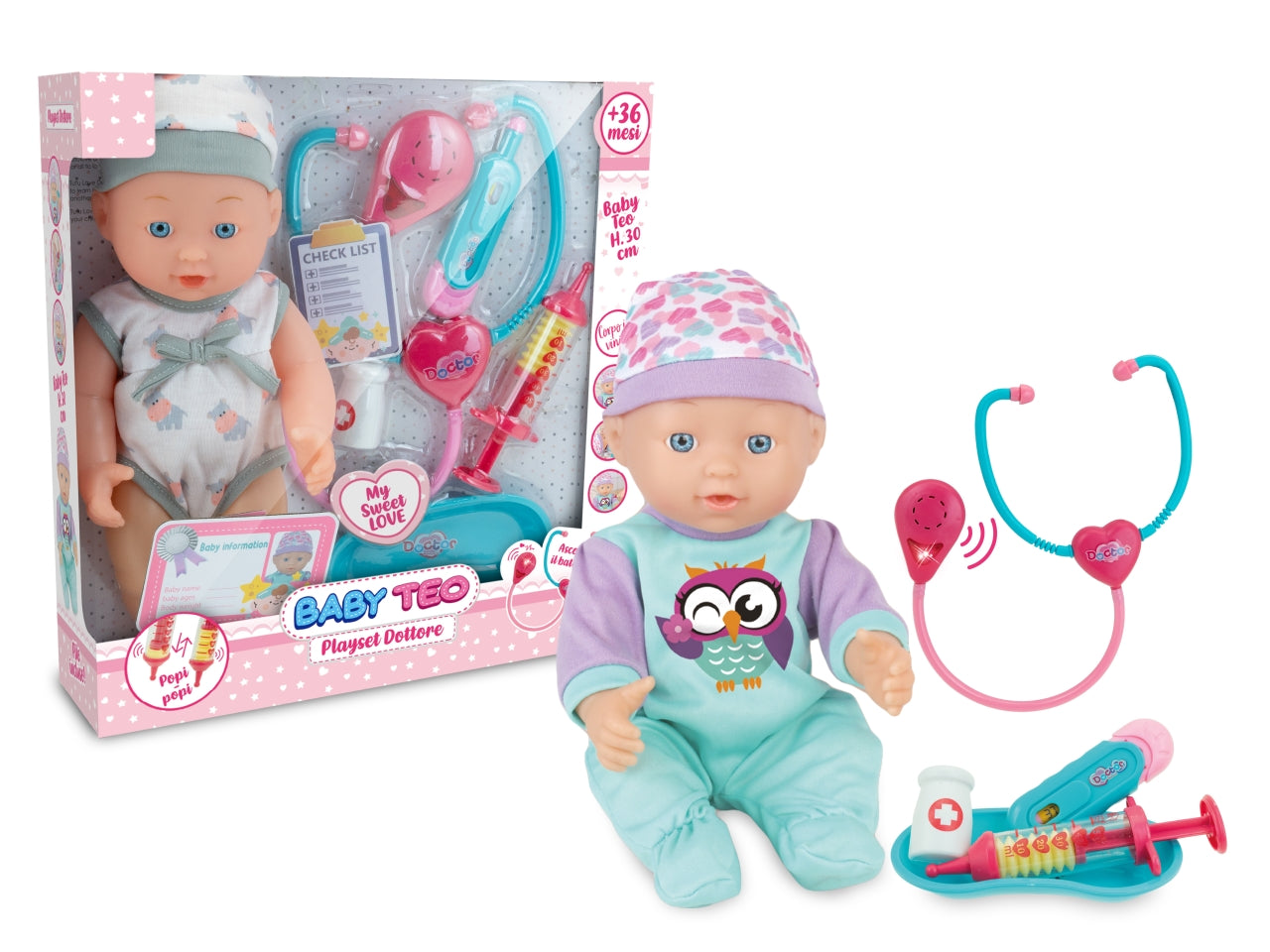 Baby teo - bebe' playset dottore 2 mdl ass c/voce 30 cm c/access.
