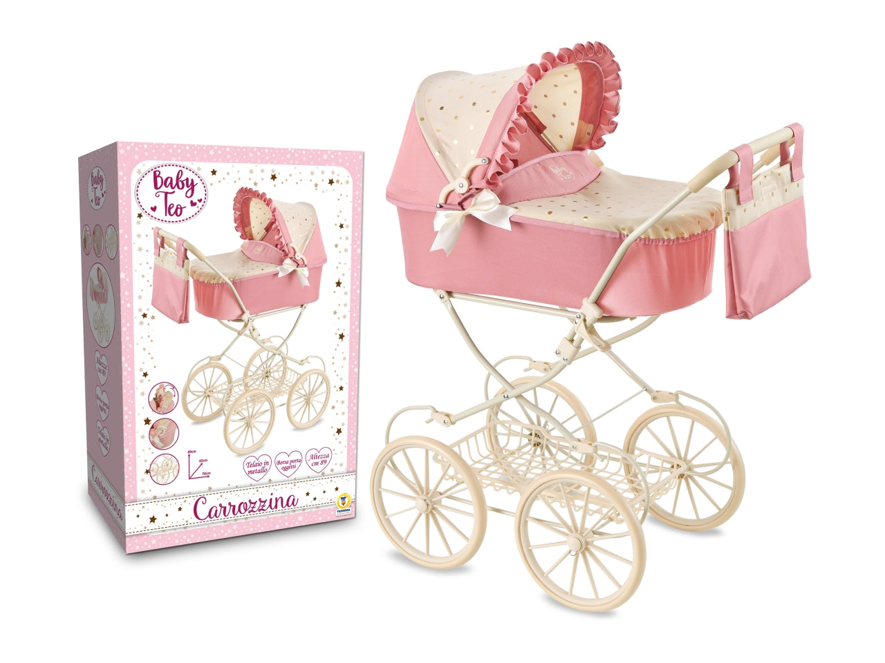 Baby teo - carrozzina in metallo 69.5 x 42 x 89 cm