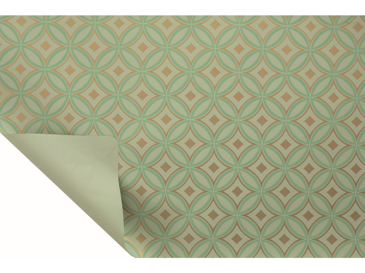Bobina RetrÃ² 50my 1x25mt double face fantasia e fondo pieno verde