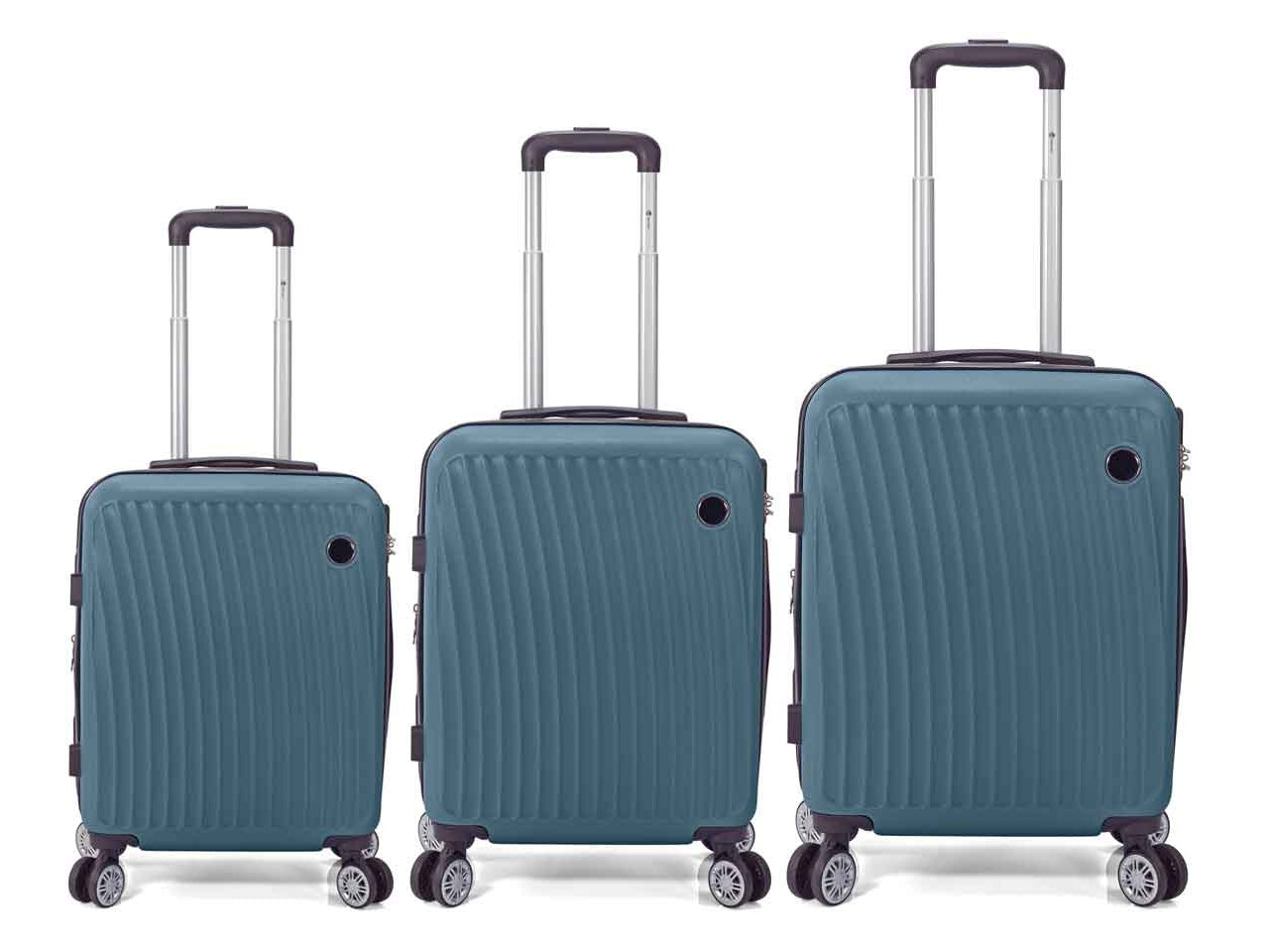 Trolley in abs con 4 ruote doppie espandibile set da 3 trolley
