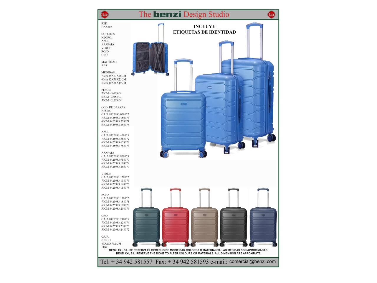 Trolley in abs con 4 ruote doppie blu set da 3 trolley