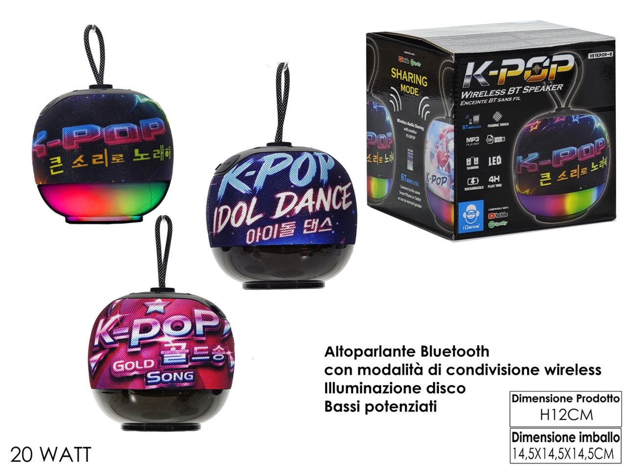 Mini cassa bluetooth, 3assortimenti
