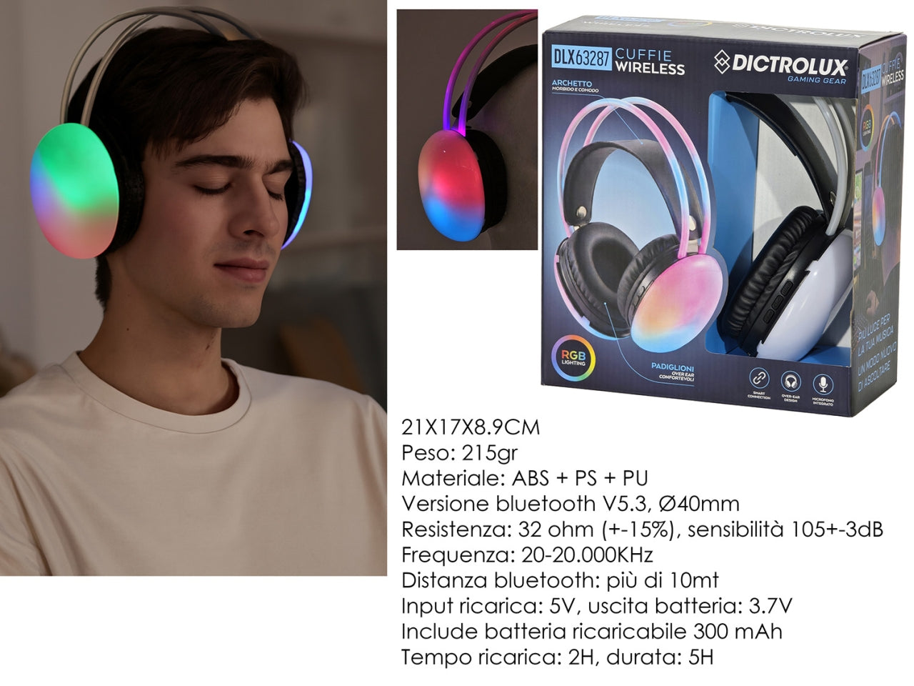 Cuffie bluetooth multicolor