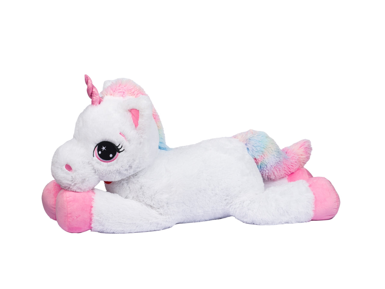 Peluche Unicorno 100cm bianco e multicolor