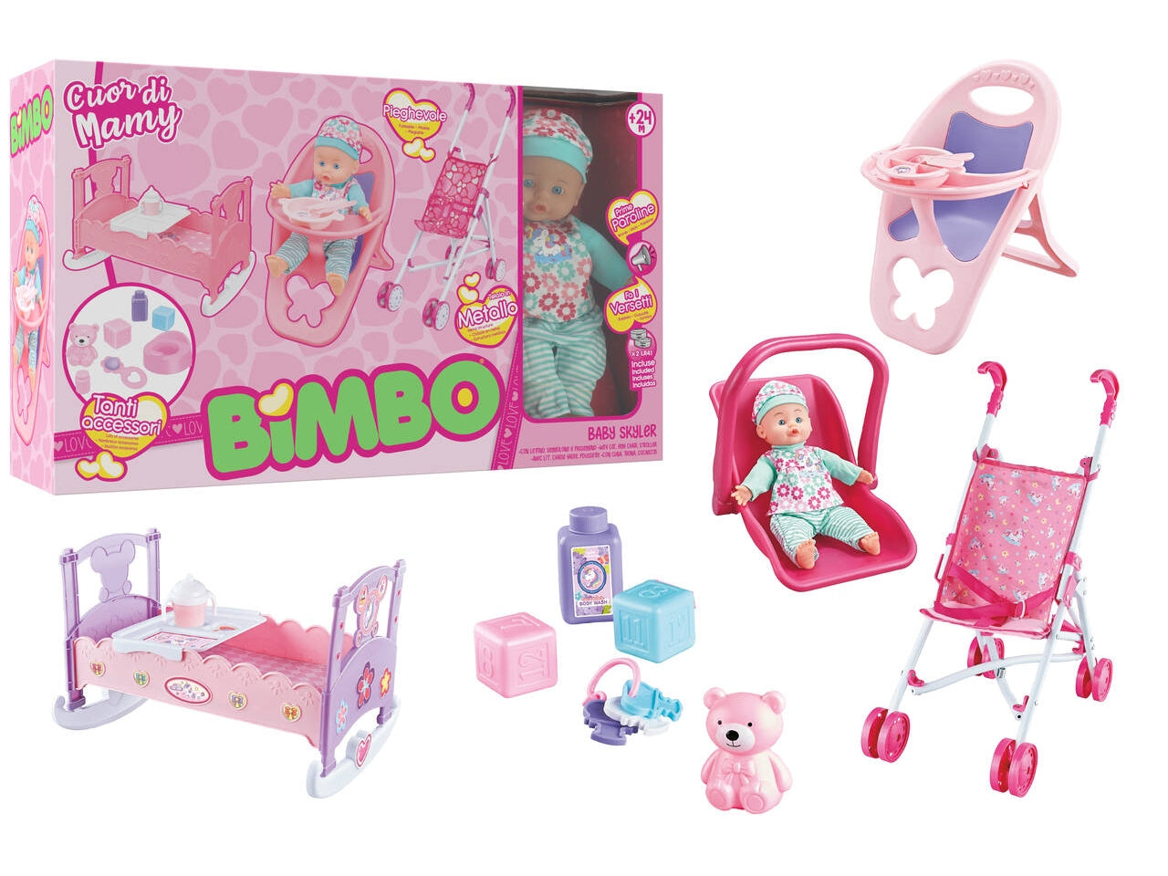 Bambolotto 30cm con suono e accessori
