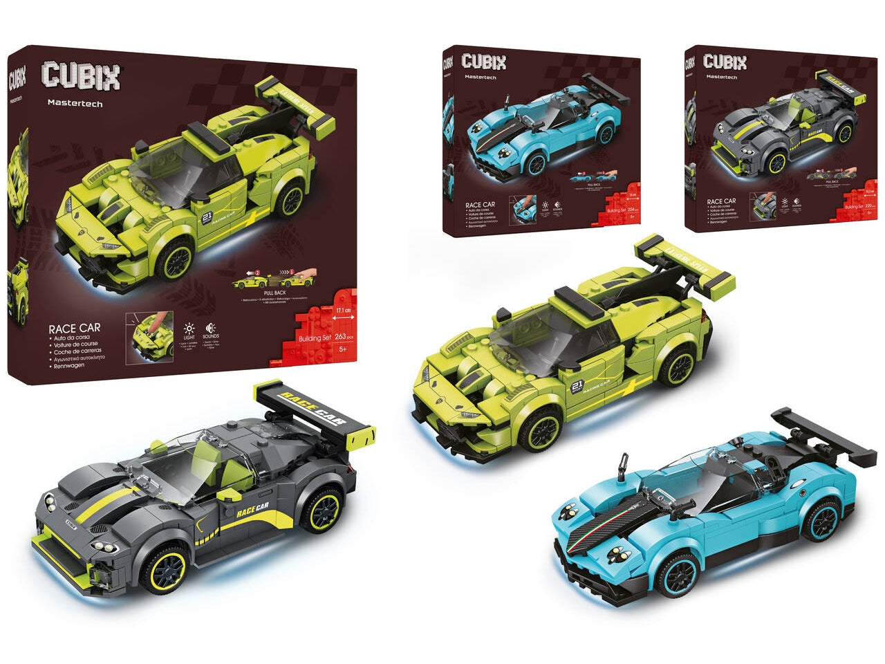 Cubix auto retrocarica 220-263 pezzi in 3 assortimenti