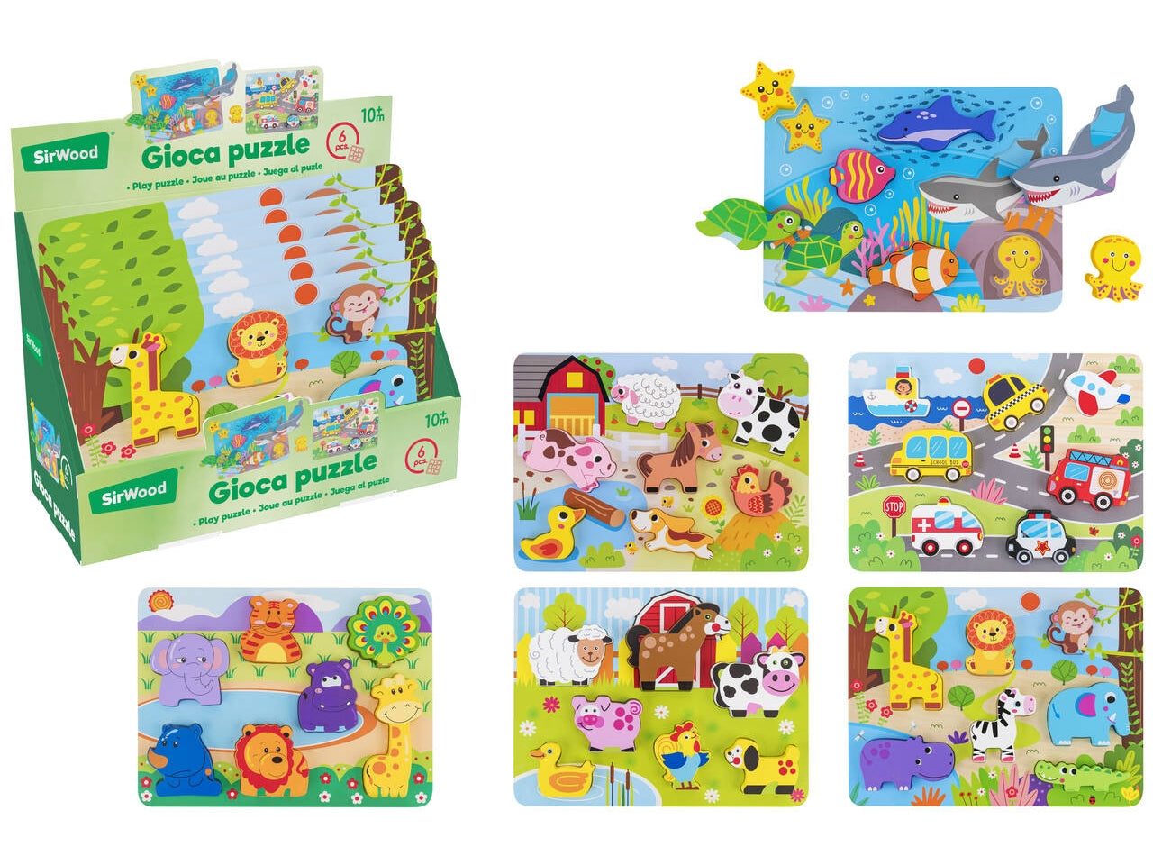 Puzzle animali e mezzi, 6 assortimenti