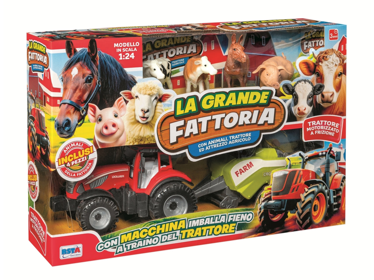 Playset la grande fattoria con trattore a frizione