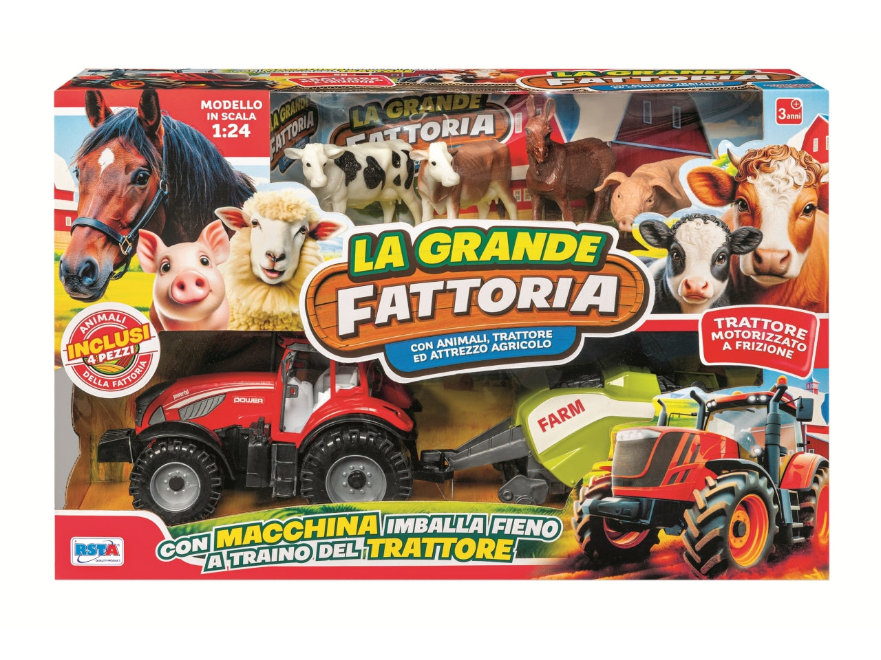 Playset la grande fattoria con trattore a frizione