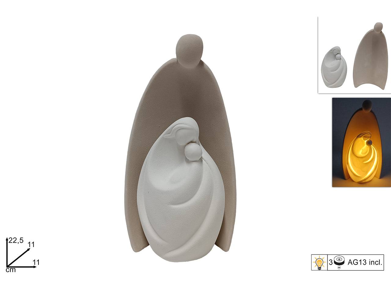 NativitÃ  stilizzata 22.5cm set 2pezzi con luce