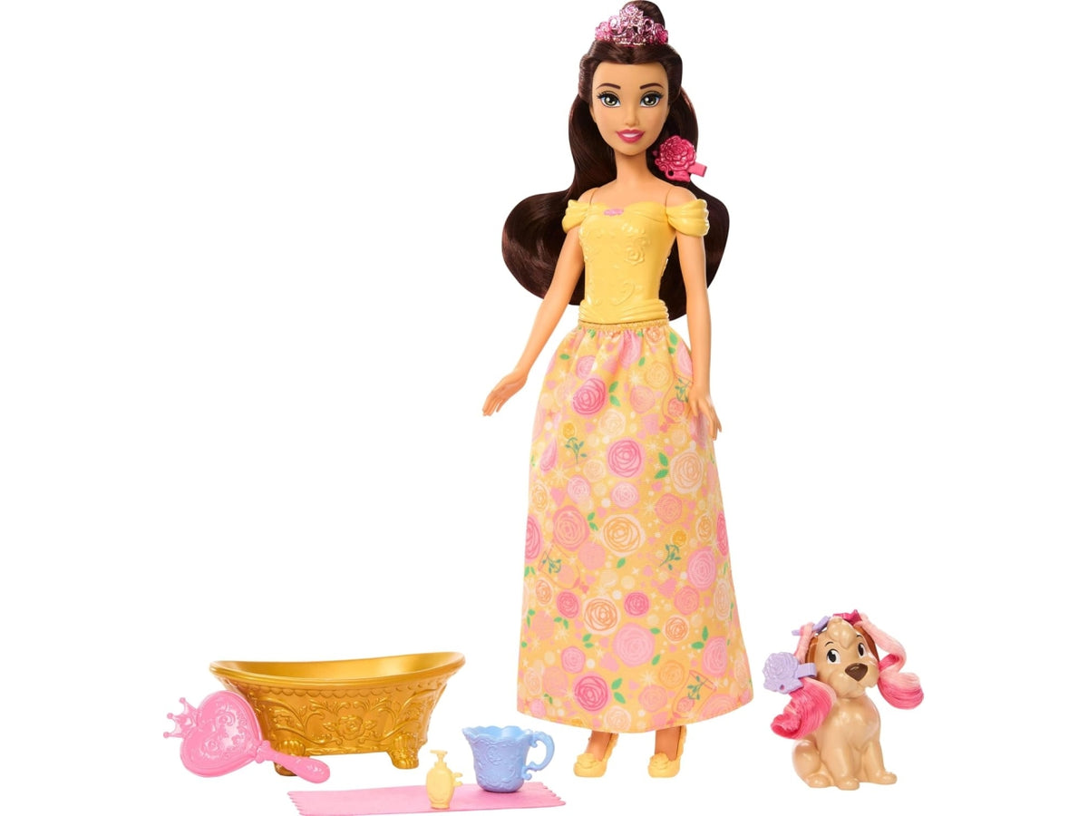 Disney princess belle bathe & brush dog playset