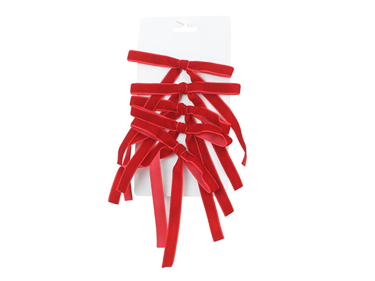 Fiocchi in velluto rosso, blister da 5 fiocchi