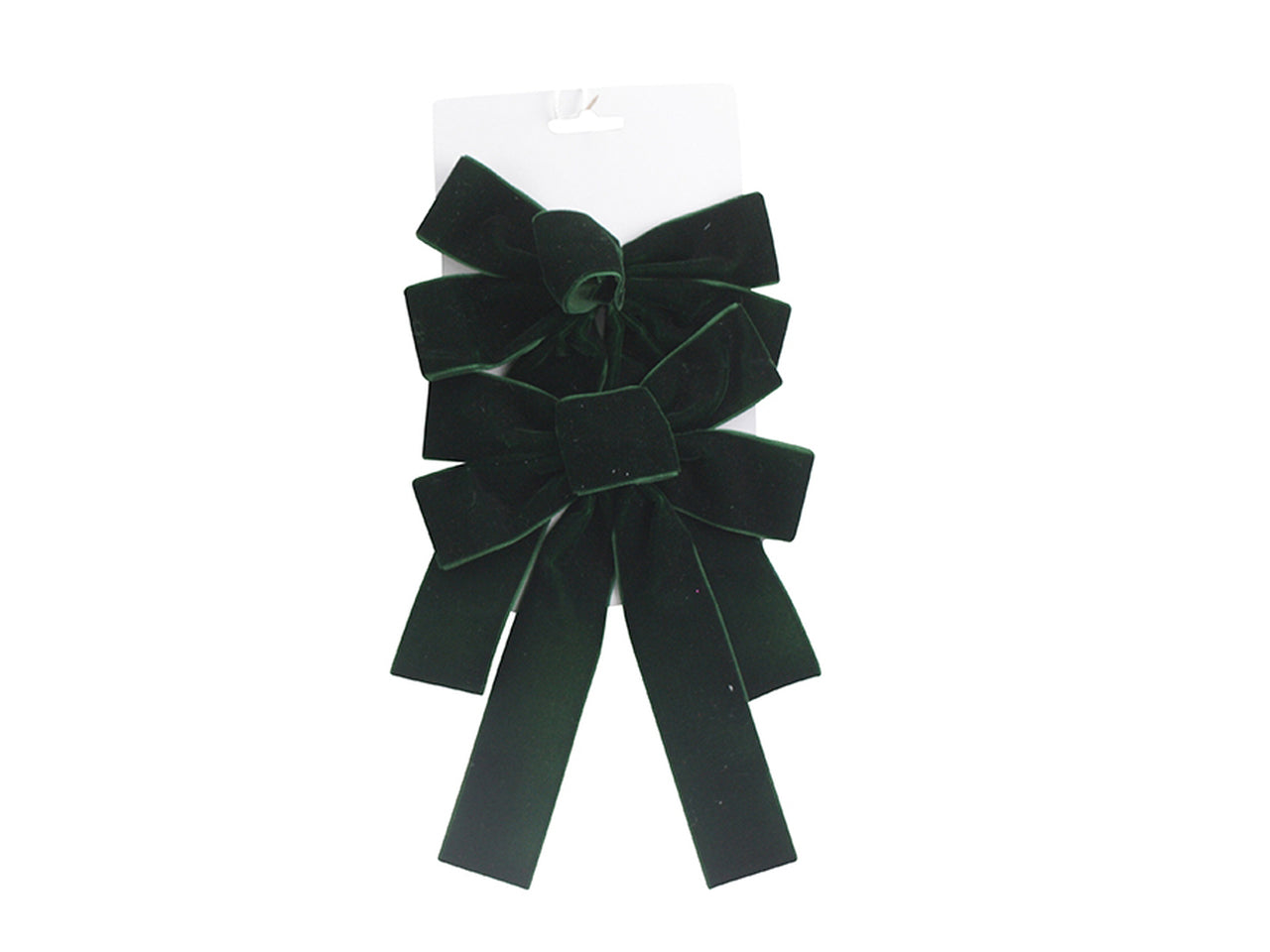 Fiocchi in velluto verde, blister da 2 fiocchi