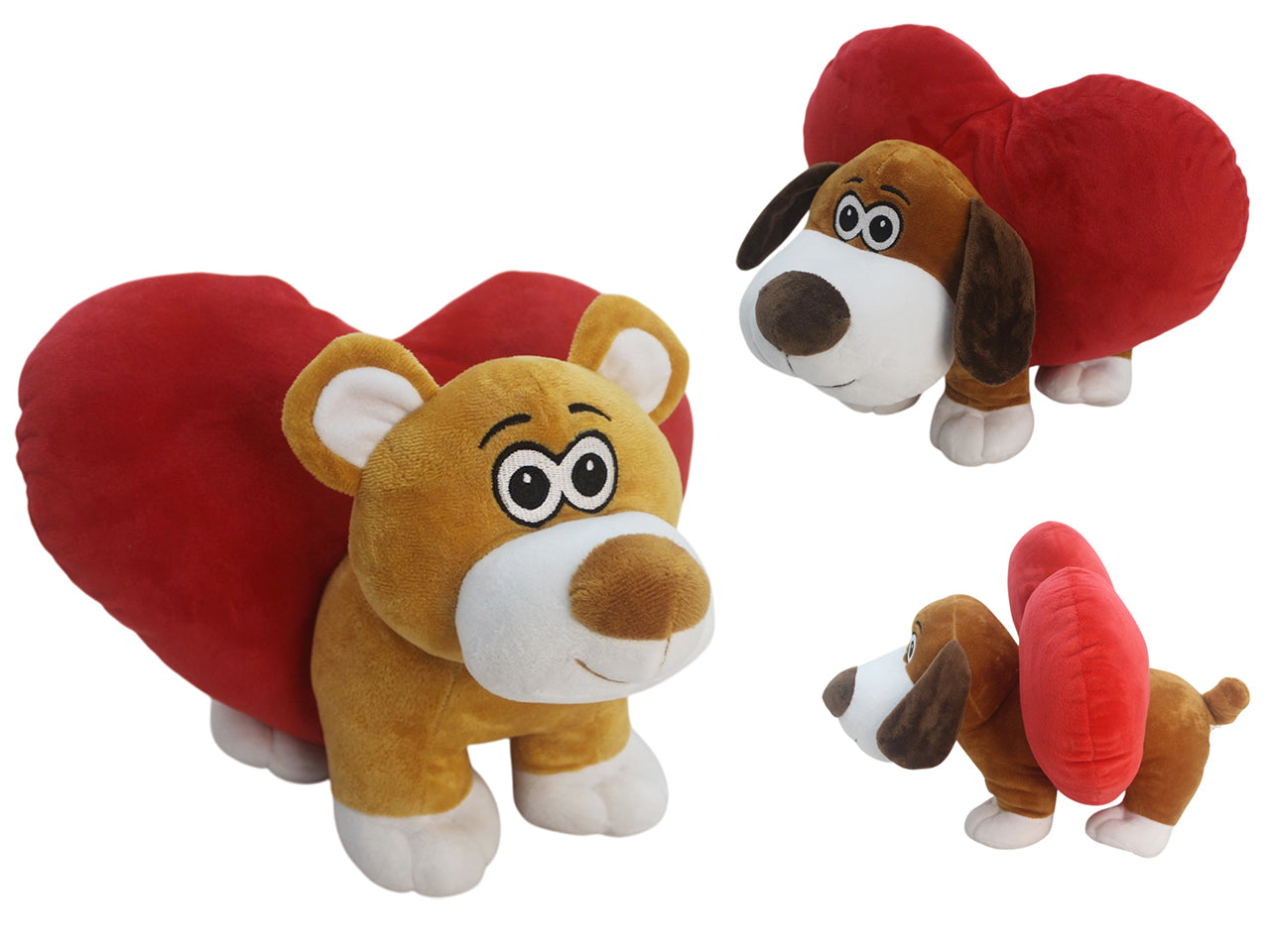 Cane peluche con cuore 35cm, modelli assortiti