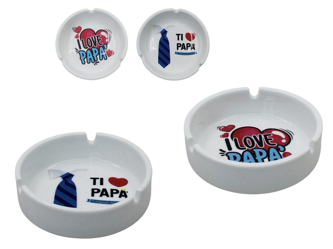 Posacenere in ceramica 11cm per la festa del papÃ , decori assortiti
