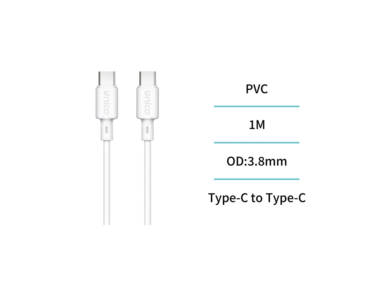Cavo type-C+C 3 A 60W 1mt bianco