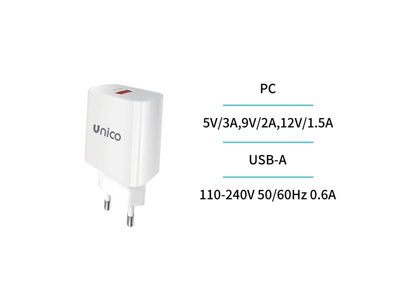 Caricabatterie type-USB QC 18W bianco