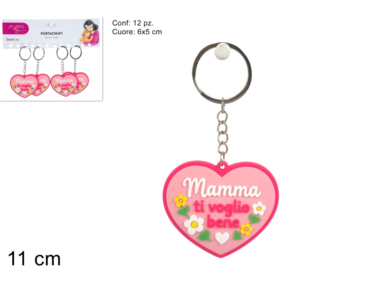 Portachiavi cuore festa della mamma 11cm
