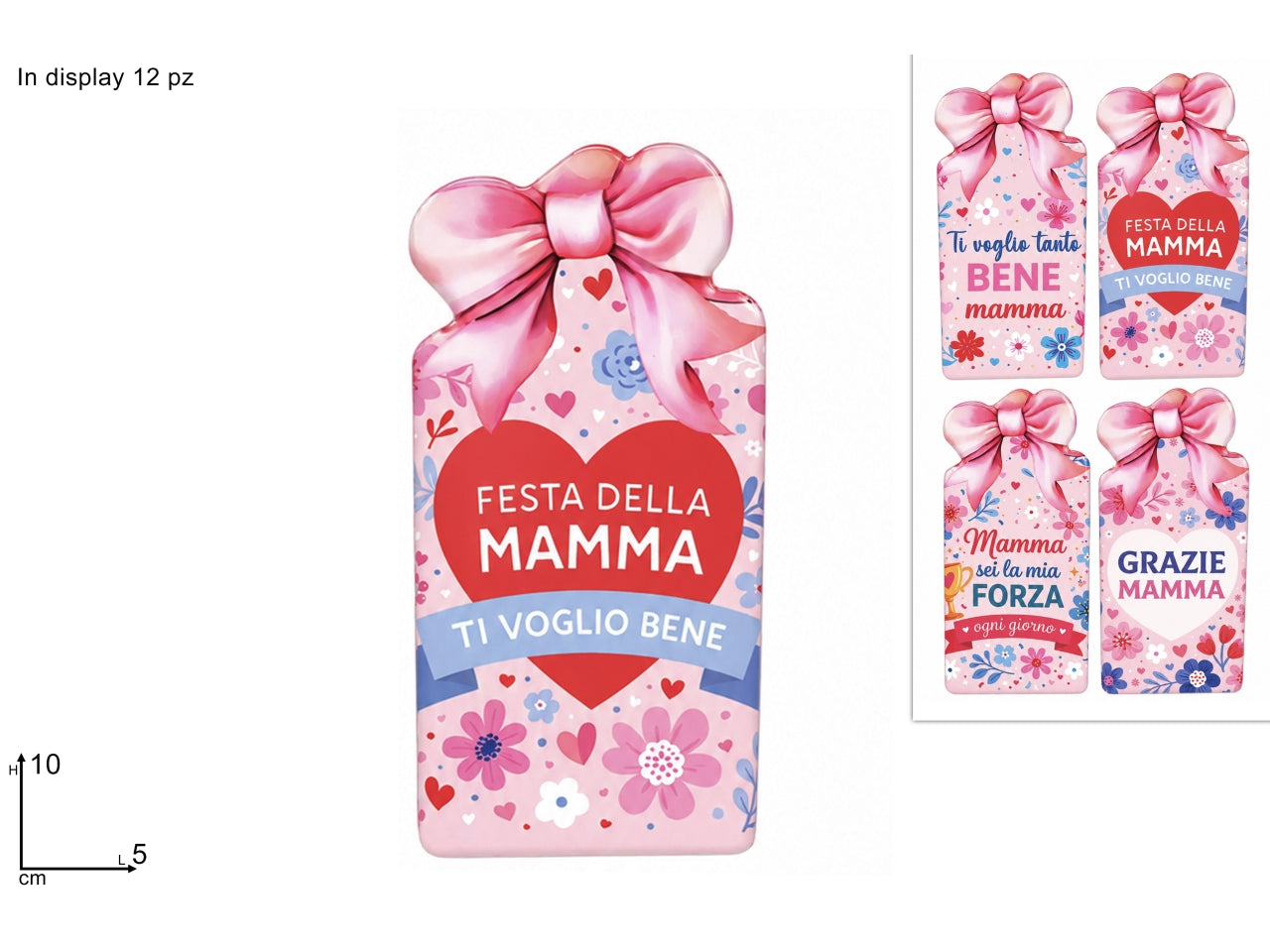 Calamita in ceramica 5x10cm con decoro festa della mamma assortiti