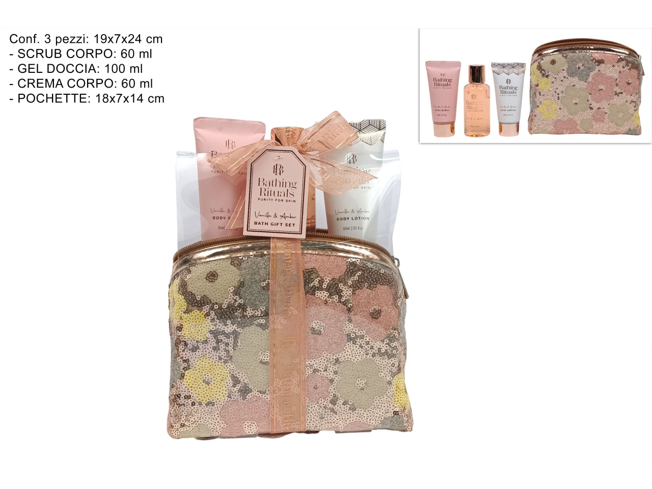 Confezione regalo linea corpo con beauty, scrub corpo, gel doccia e crema corpo