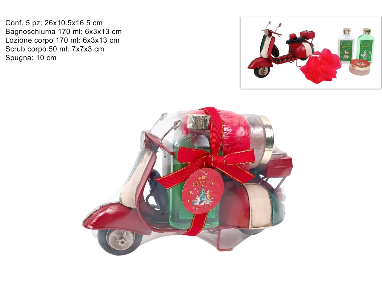 Confezione regalo linea corpo uomo con moto, bagnoschiuma, lozione corpo, scrub corpo e spugna