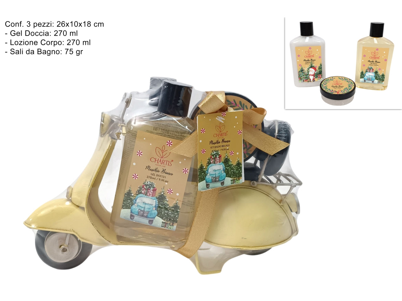 Confezione regalo linea corpo uomo con moto oro, gel doccia, lozione corpo e sali da bagno