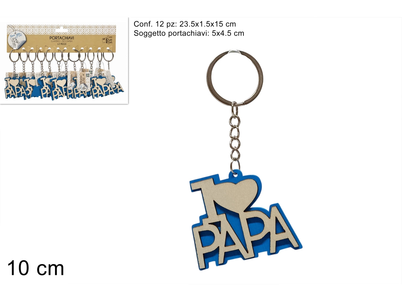 Portachiavi legno i love papa'