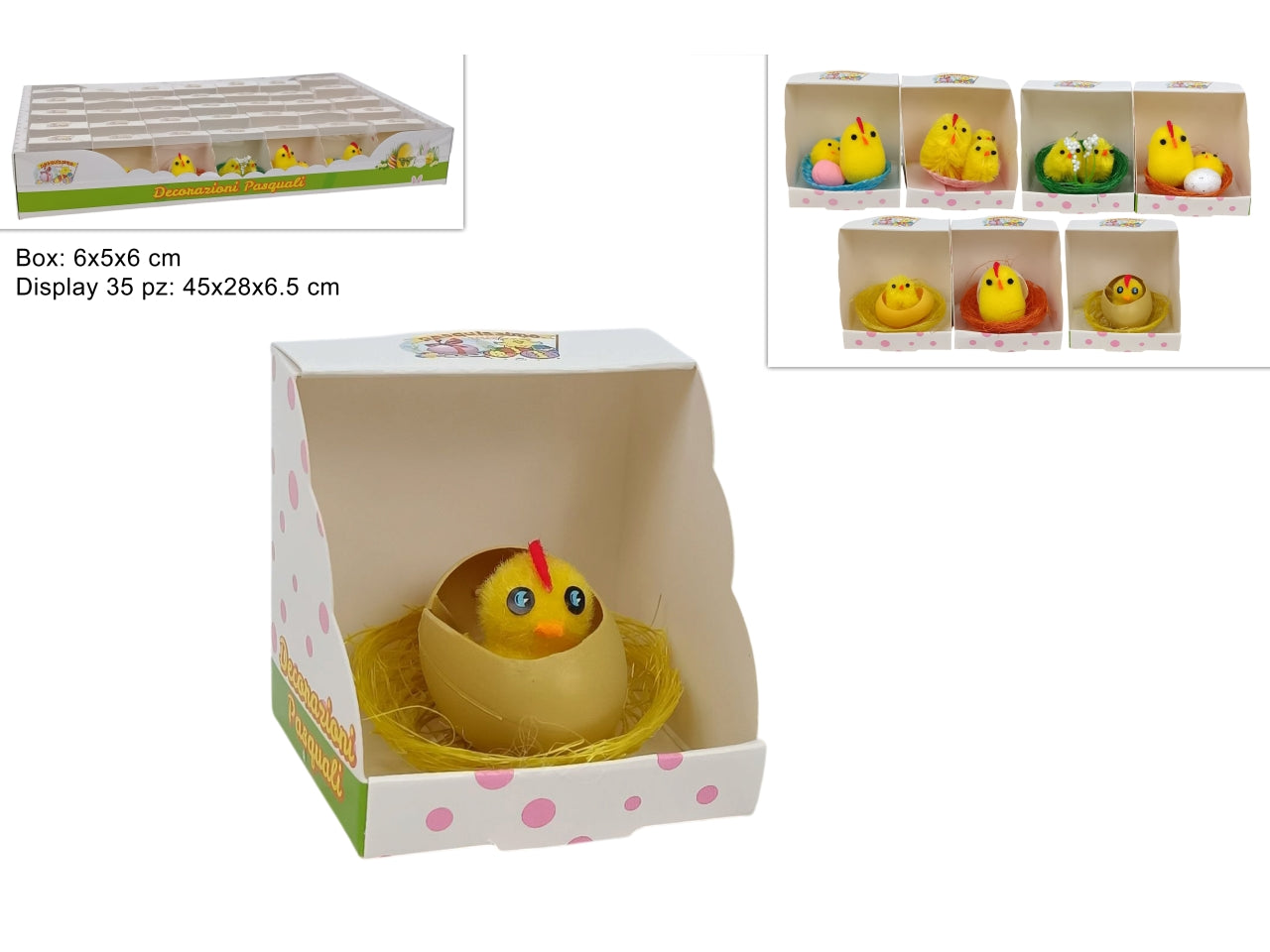 Nido con pulcini, 7 varianti assortite