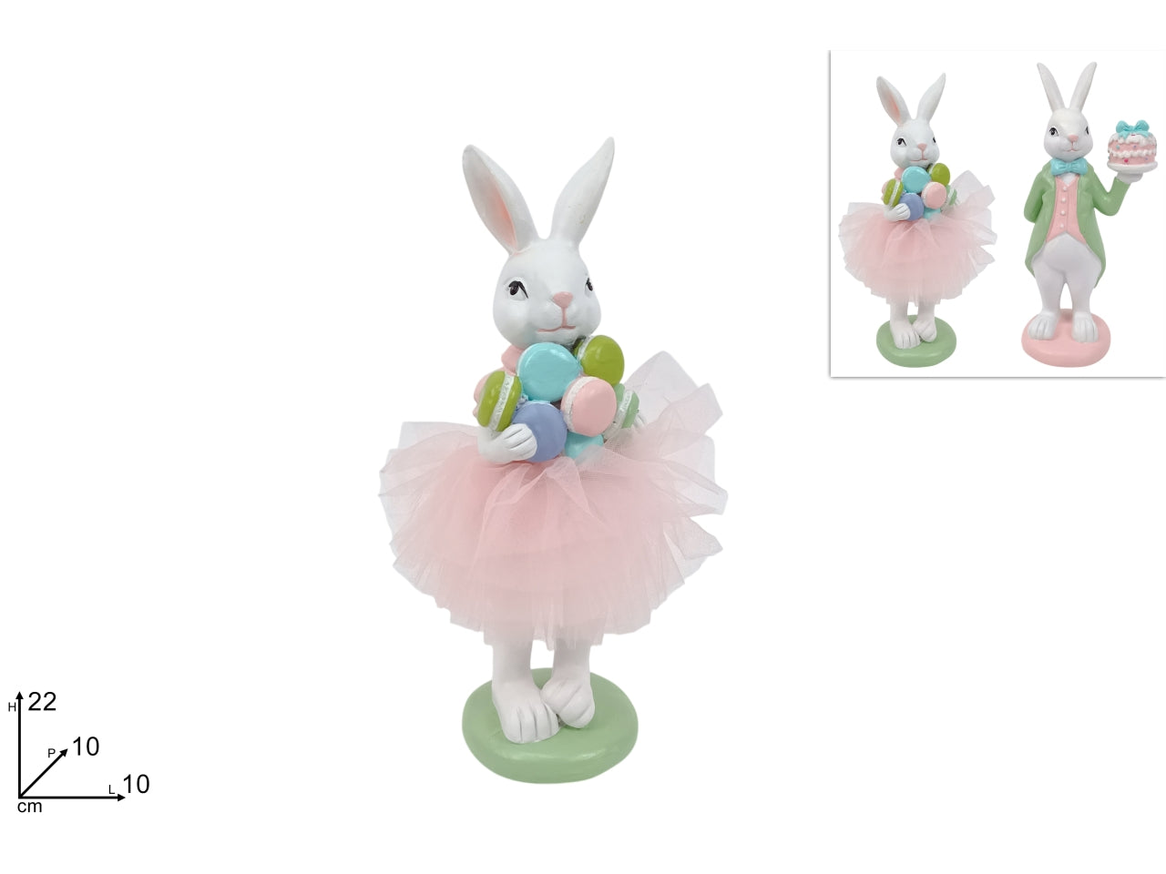 Coniglio 22cm con vestito in 2 assortimenti