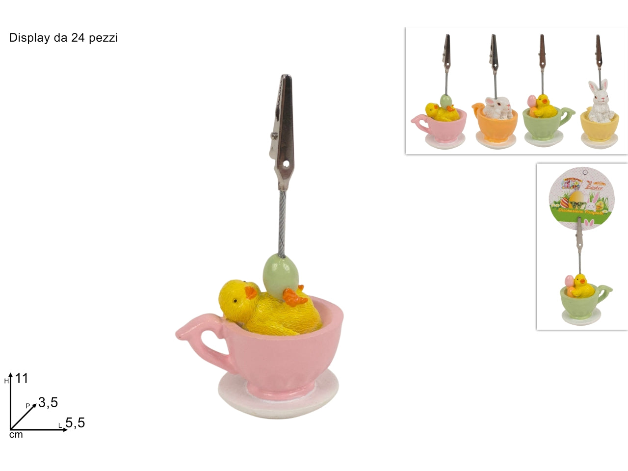 Segnaposto con molletta coniglio/pulcino assortiti